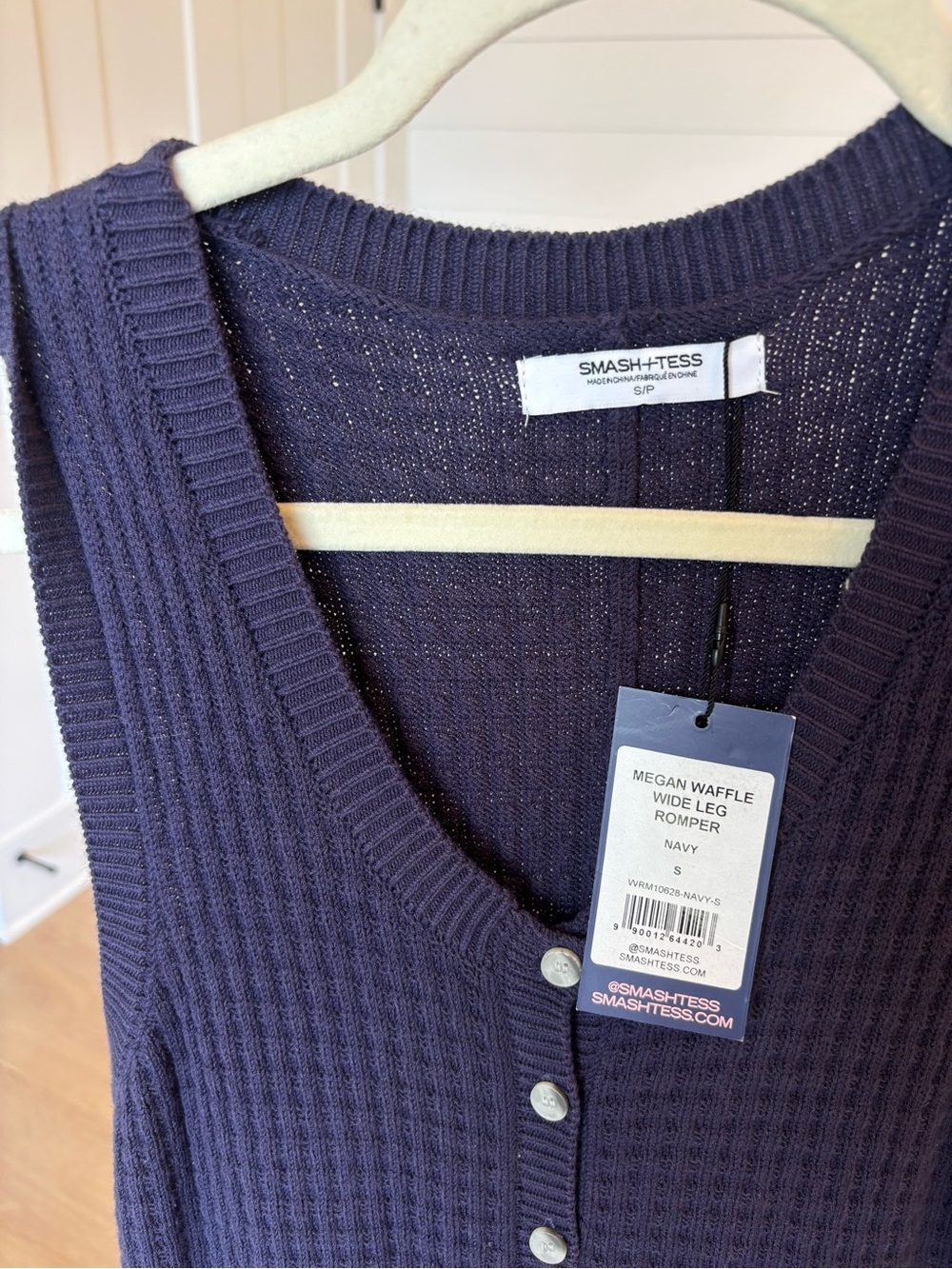 NWT Smash + Tess Navy Sleeveless Knit Wide-Leg Jumpsuit - Picture 3 of 5